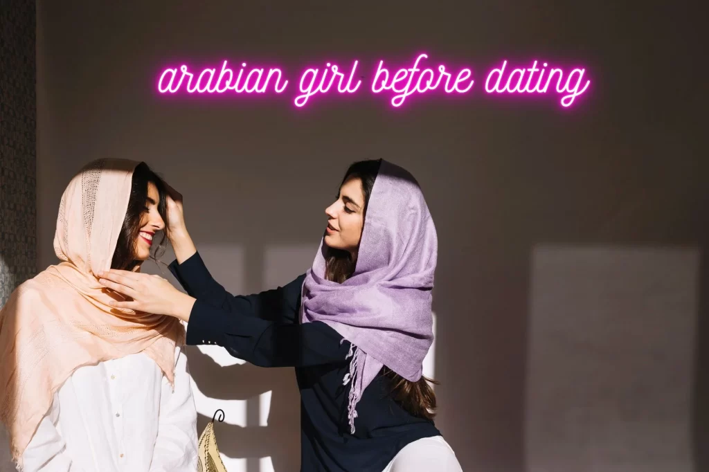 an arabian girl is about to go on a date and another arabian girl is grooming her A girl had to look very ugly to go to ArabianDate